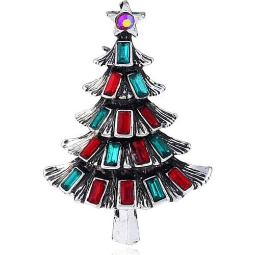 Fashion Christmas Jewelry Gold Plated Crystal Star Christmas Tree Brooch Broche Vintage Rhinestone Brooches For Women Gifts