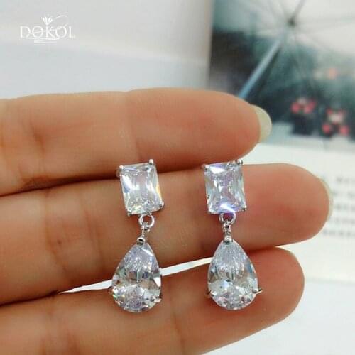 DOKOL Fashion Women Drop Earrings Clear Cubic Zirconia Earring Cute Water Drop Jewelry DKE0197