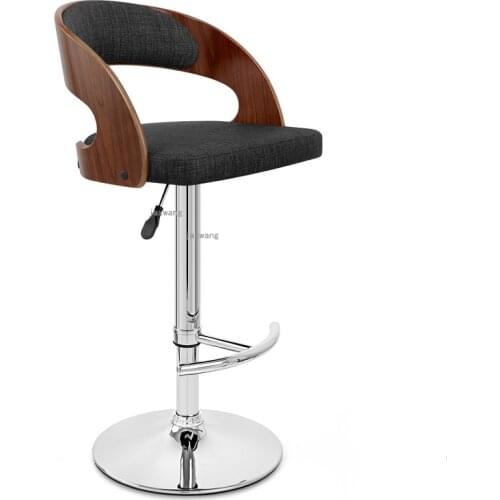 Fashion Creative Bar Stool Lift Chair Swivel Modern Designer Bar Chair Restaurant Furniture Linen Solid Wood High Stool