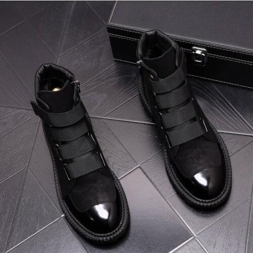 High quality men shoes high tops punk sneakers Hip hop men height Increasing shoes ankle boots chaussure homme B2