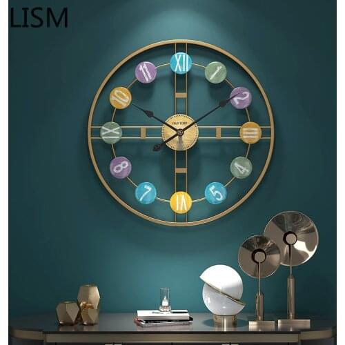 Vintage Wood Farmhouse Minimalist Wall Clocks Home Decor Hanging Art Creative Nordic Metal Wall Clock Large Number Reloj De Pare