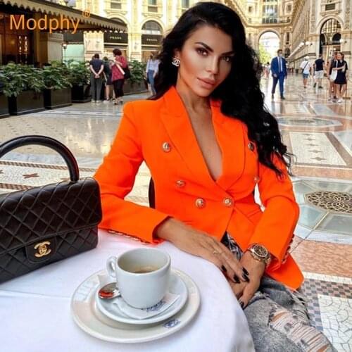 New Fashion 2021 Designer Blazer Jacket Womens Classic Double Breasted Slim Blazer Coat Outer size S-2XL