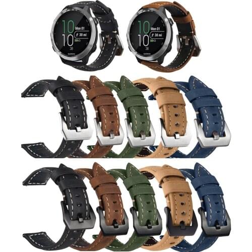 20mm Genuine Leather Watch Band Strap for Garmin Forerunner 245 245M 645 645M Smart Watch Wrist band for Venu SQ straps