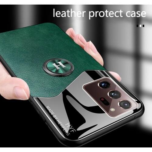 Luxury Leather Magnetic Holder Phone Case For Samsung Galaxy S20 Note20 S10 Plus A51 A21S Ultra-thin Metal Ring Bracket Cover