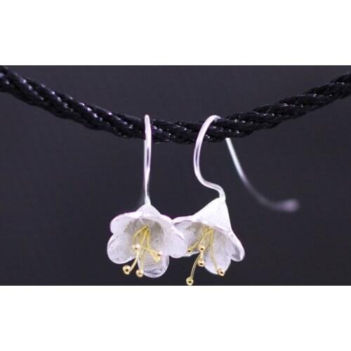 2018 Earings Fashion Jewelry Of Products Thai Wholesale S925 Pure Thailand Ms Hand Amaryllis Earrings. A Version Of The Frosted