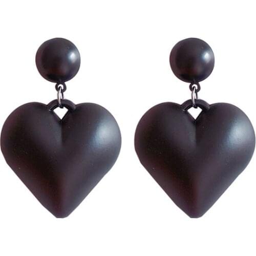 Rongho Black Heart Earrings for Women Vintage Jewelry Big Black Paited Heart earring Femme Brincos