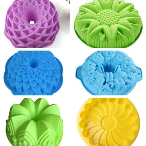 Silicone Big Cake Molds Flower Crown Shape Cake Bakeware Baking Tools 3D Bread Pastry Mould Pizza Pan DIY Birthday Wedding Party
