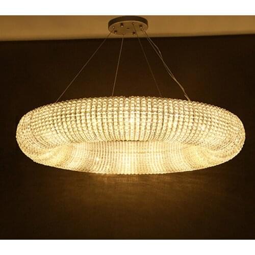 Modern RH Luxury Crystal Led Pendant Lights Lustre Living Dining Room Deco Lamp Round Hanging Light Fixture Suspension Luminaire