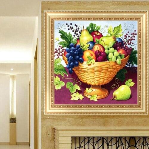 GLymg Rhinestones Embroidery Flower Basket Fruit 5D Diamond Embroidery Painting Cross Stitch Mosaic Gift Diamond Wall Arts Decor