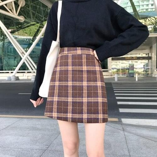 Harajuku 2020 Vintage Female Dress Korea Ins Pop Preppy Style Plaid Skirt Mini Cute Jupe Kawaii Skirts For Women
