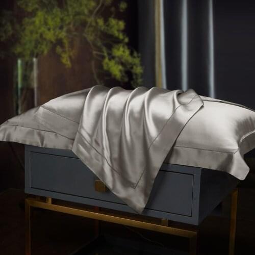 Embroidery Thread Wide-Brimmed Single Pure Natural Silk Pillowcase Solid Color Silk Satin Single Pillowcase Bedding Wholesale