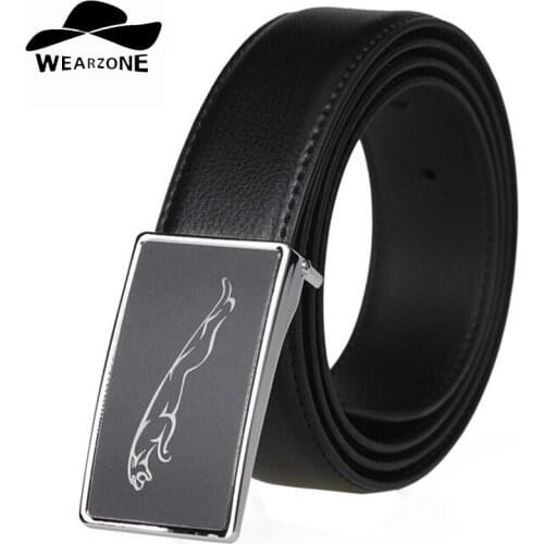 WEARZONE 2017 Mens belt for jeans Man Automatic Buckle Cowhide Belts Luxury Comfort Click Belt