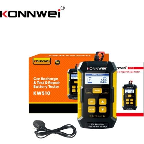 KONNWEI 3 in 1 Car Battery Charger, Car Battery Tester KW510 12V 5-Amp Fully Automatic Smart Charger Automotive Pulse Repair