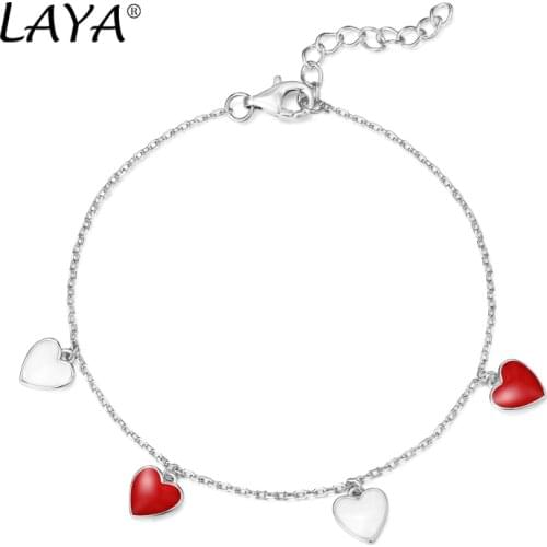 Laya Silver Heart-Shaped Accessories Bracelet For Women 925 Sterling Silver 2021 Trend New Style Design Color Enamel Jewelry