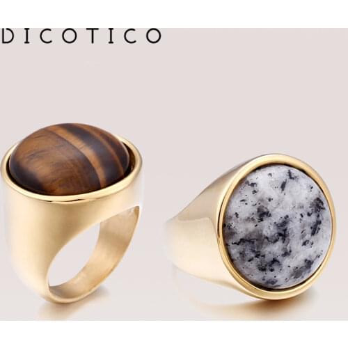 Crystal Rings Lady Fashion Big Marble Color Stone Rings Women Size 6-9 Antique Color & Gold Wedding Rings Party Jewelry