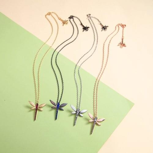 Seven-type Exquisite Crystal Dragonfly Insect Pendant Necklaces For Women Gifts 2019 New Fashion Jewelry Wholesale