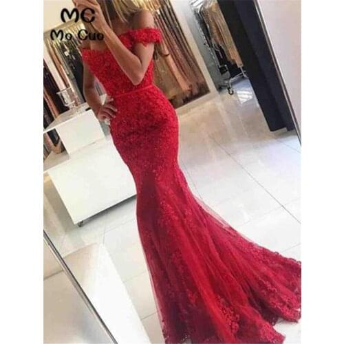 Long Off Shoulder Mermaid Prom Dress with Appliques Lace Short Sleeves Evening Party Dress Prom Dresses for women