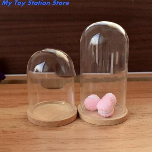 1:12 Miniature 1PC Glass Display Bell Jar with Base Dollhouse Decoration Accessories