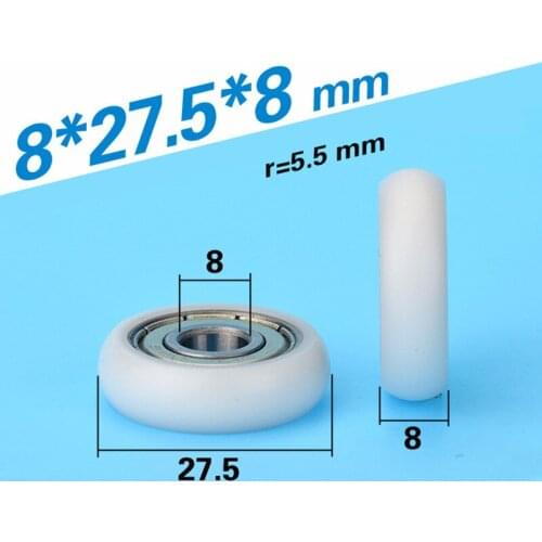 10PCS Free Shipping 8*27.5*8 round type 608zz ball bearing POM roller wheel PIPELINING POM Bearing pulley