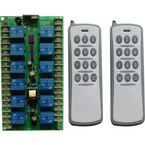 12CH 12 CH Wireless Remote Control LED Light Switch 220V Relay Output Radio RF Transmitter And 315/433 MHz Receiver