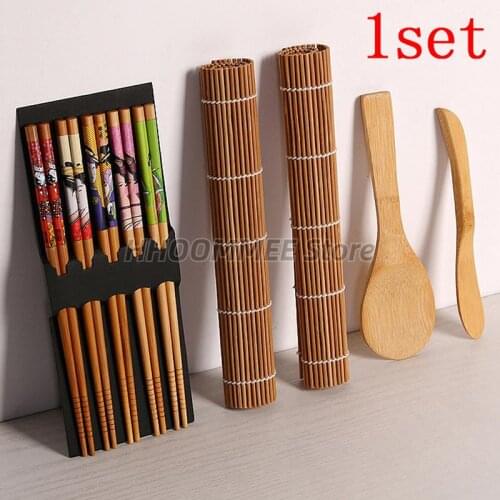 13pcs/set Sushi blade DIY Bamboo Sushi Maker Set Sushi curtain Rice Sushi Making Kits Roll Cooking Tools Chopsticks Spoon