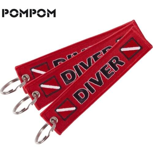 3Pcs/lot POMPOM Emboridery Diver chain keychain for Motorcycles and Cars Special luggage Tags OEM keychain Jewelry sleutelhanger