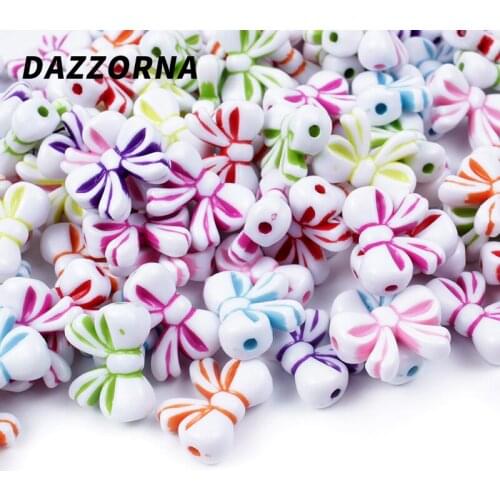 30/60Pcs New Mix Acrylic Beads Cute Bow Loose Beads for DIY Handmade Beads Crafts Jewelry Necklace Bracelet Acceosries