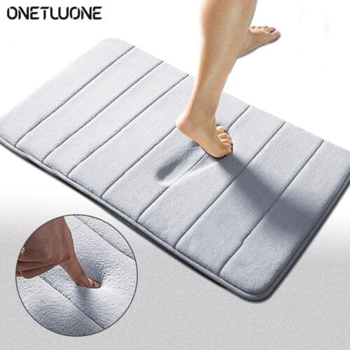 40x60cm Bath Mat Non-slip Bathroom Carpet Soft Coral Fleece Memory Foam Rug Mat High Quality Bathroom Rugs