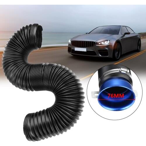 76MM Air Intake Pipe Feed Hose Pipe Car Auto Modification Tube Universal Flexible With Connector & Bracket Cold Air Ducting