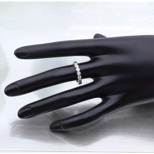 Ajax Thin 925 Sterling Silver Female Round Finger Ring Crystal For Women Dating Party Fashion Jewelry