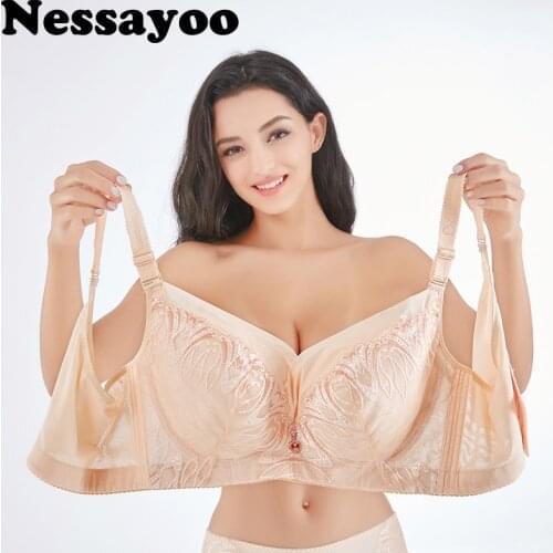 2019 New super-thin non-sponge bra lace cup large size plump mm sexy gathering adjustable underwear80 85 90 95 100 105 110 C D E