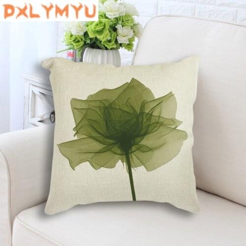 Decorative Cushion Tulips Rose Flower Poster Minimalist Art Printed Throw Pillow 45x45cm Sofa Linen Seat Cushion Home Decor