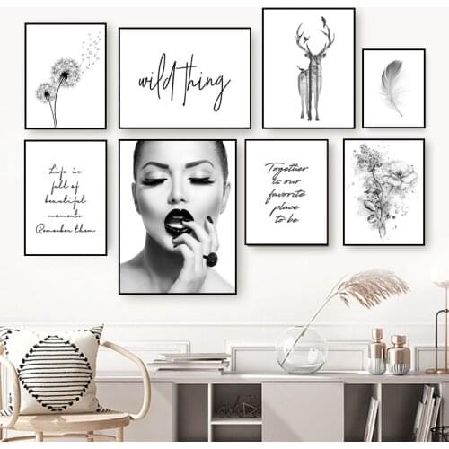 Wild Forest Animal Modern Art Poster Nordic Feather Flowers Scenery Home Decoration Life Quote Picture Girls Wall Decor XD002