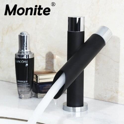 Monite Painting Basin Faucet Bathroom Matte Black Faucet Painting Basin Sink Tap Mixer Hot & Cold Water Faucet Dual Handles