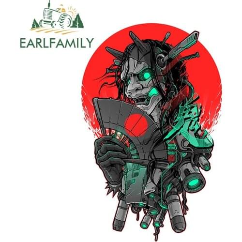 EARLFAMILY 13cm x 8.6cm Japan Robot Samurai JDM Car Stickers Window Bumper Car Trunk Decal Waterproof Car Styling
