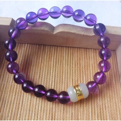 Fine Jewelry Nature Amethyst Jade Charm Bracelets Lucky Amulet Women Men Gift