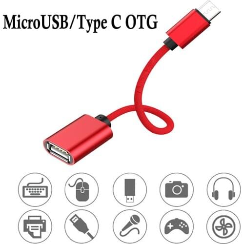 3colors 18cm Micro USB OTG Cable Type C OTG Cable Gaming OTG Adapter Cellphone Game Mouse Keyboard Connector for Samsung Xiaomi