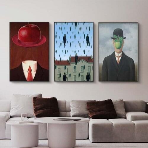 Magritte Canvas Painting Surrealism Classic Artwork Reproduction Posters Prints Modern Art Picture for Living Room Home Decor