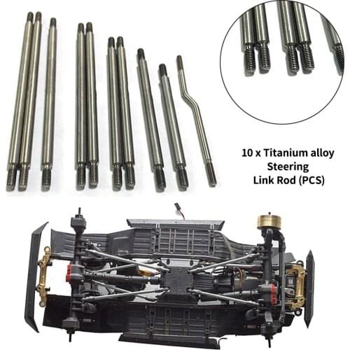 RCTOYFUN 10pcs Titanium Alloy Steering Link Rod Linkage Set Upgrade Accessories For 1/10 RC Crawler Car Axial SCX10 III AX103007