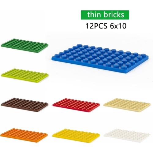 DIY Building Blocks Thin Figures Bricks 12pcs 6x10 Dots Educational Creative Size Compatible With Other Brand Toys for Children