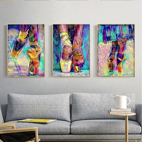 Colorful Ballet Shoes Canvas Paintings Wall Art Abstract Dancer Modern Decoration Picture For Living Room Posters and Prints