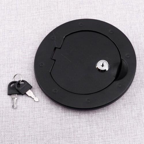 CITALL Powder Coated Locking Fuel Filler Door Cover Gas Tank Cap Fit for Jeep Wrangler JK 2/4 Door 2007-2014 2015 2016 2017 2018