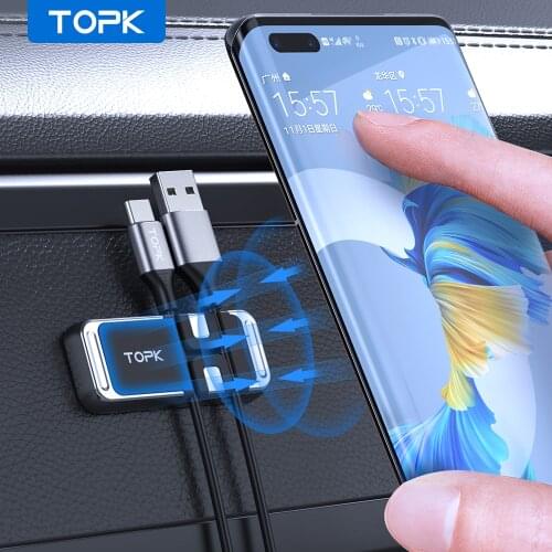 TOPK D29 Magnetic Car Phone Holder Stand for iPhone 12 Pro Max Magnet Holder With Wire Clip Universal Cell Phone Support