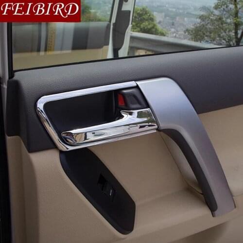 For Toyota Land Cruiser Prado FJ150 2014 - 2017 2018 ABS Chrome Inner Door Pull Handle Bowl Cover Trim Bright Silver Matte Style