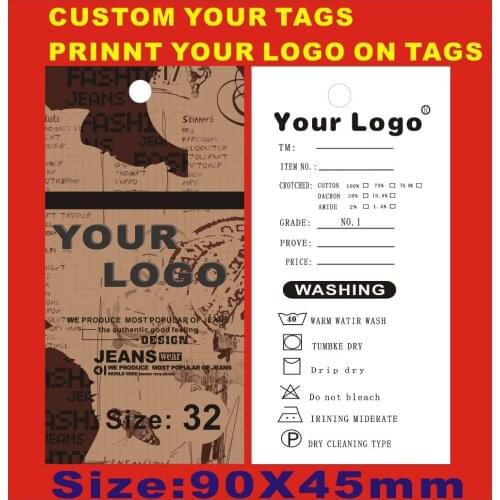 Wholesale 500PCS Custom tags ,print your logo on tags 300gsm Paper Hang Tags,Garment Price Labels,trousers tags