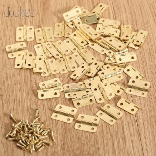 Dophee 10/12pcs Kitchen Cabinet Door Hinges Furniture Accessories 4 Holes Gold Drawer Hinge for Jewelry Boxes Furniture Fittings