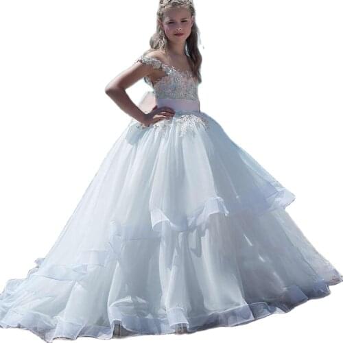 Stunning Princess Child Beach Gown Style Pageant Dress Special Ocassion Dress with Straps for Girls Aged 6-13 Years