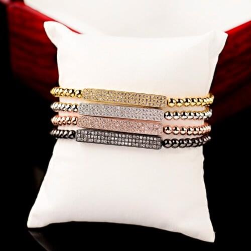 Adjustable Bracelet Bangle for Men and Women Captivate Bar Slider Brilliant CZ Rose Gold Color Jewelry Pulseira Feminia