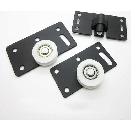 2 pairs Black Sliding Door Rollers Wardrobe Nylon Pulley Hanging Wheel Cabinet Concave Caster For Furniture Hardware