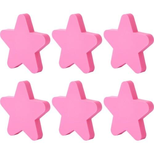 6 pcs/set Cartoon Star Door Cabinet Knob PVC Haplopore Drawer Pull Handle Pink/Blue/Yellow